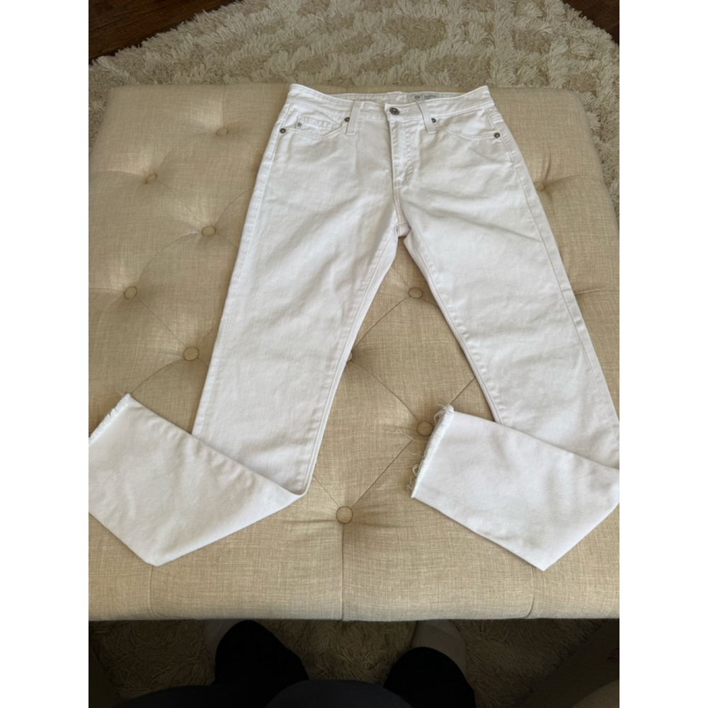 Women's AG Farrah Ankle High Rise Skinny Jeans in White, Size 28